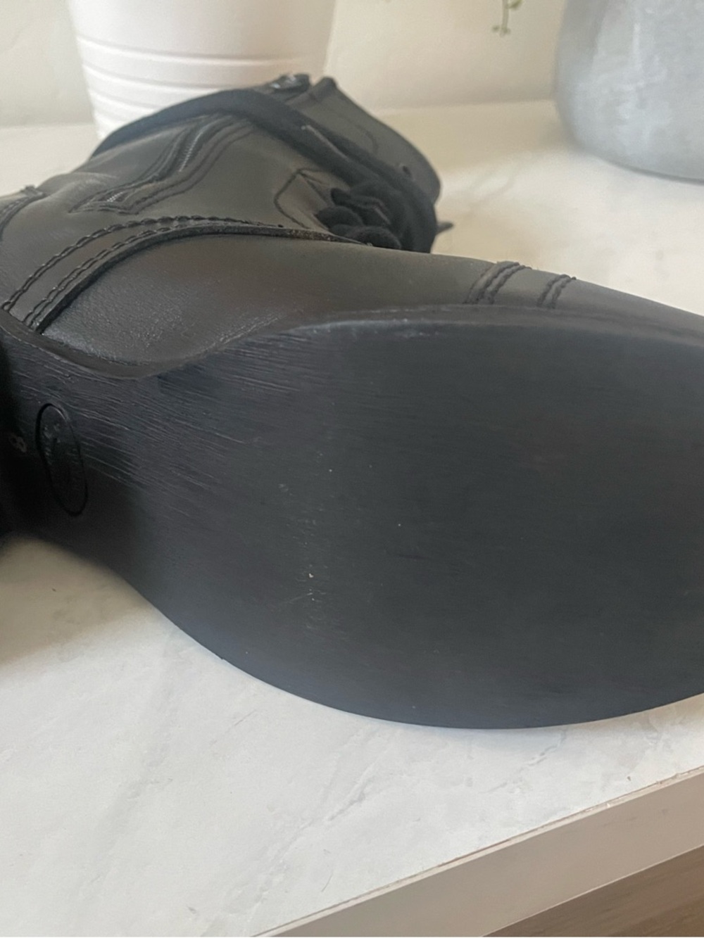 Steve Madden Black Lace-Up Combat Boots with Side Zip - Picture 5 of 5